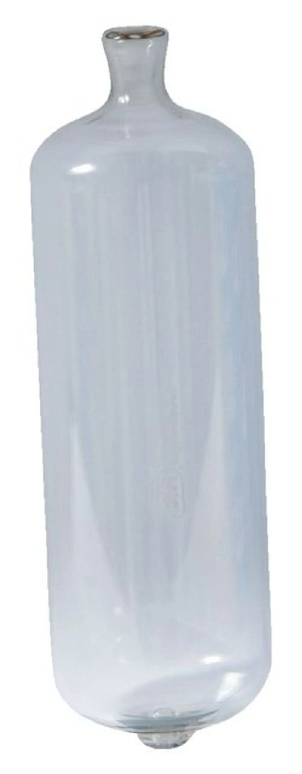 Glasbehälter mit schmalem Hals, transparent, der als Schwimmer für Wasserstandbegrenzer von der Marke Syr verwendet wird.